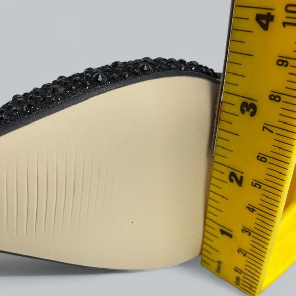 Valenti Franco Black Glitter Beaded Slingback High Heel Shoes Women's 7.5 NEW - Picture 10 of 11